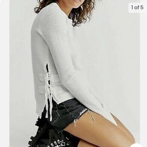 Free People Side Tie Thermal Long Sleeve, Small